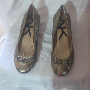 Anne Klein Gold Flats with Bow Detail